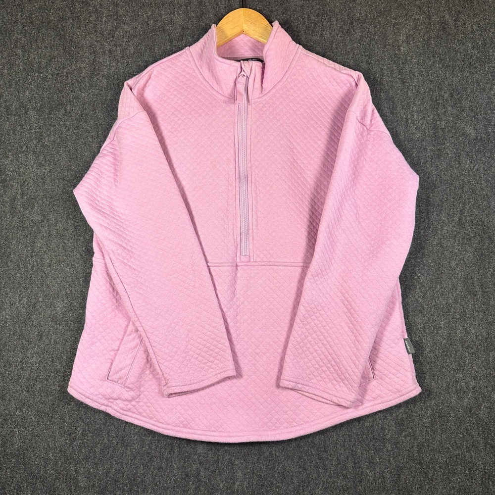 Eddie Bauer Pink Quilted Quarter Zip Pullover Sweatshirt Cozy Womens Large